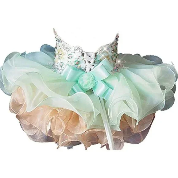 NEW Beautiful Sparkling Bling Rhinestone Mint Pink Baby Gown Flower Girl…